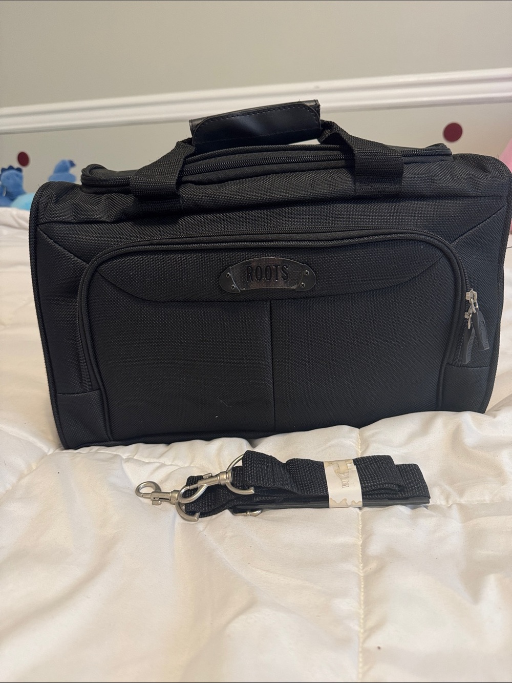 Roots Black Carry-On Luggage Bag with Removable Shoulder Strap